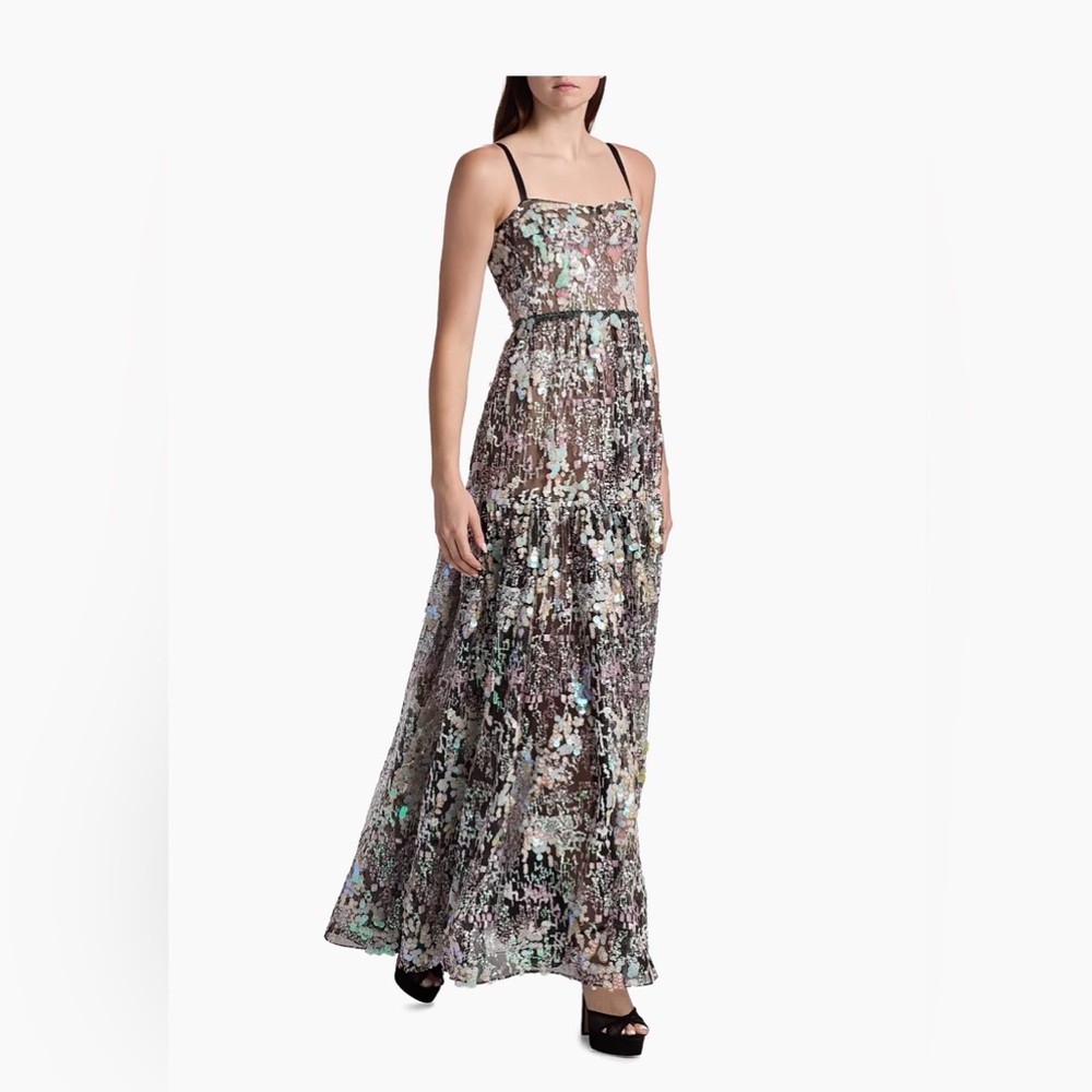 NWOT Bronx and Banco Midnight Embroidered A-Line Gown - Picture 5 of 16